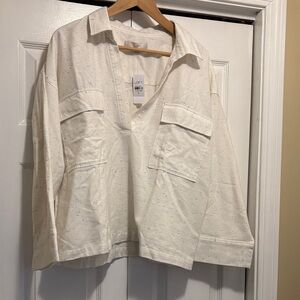 LOFT Flecked V-neck Pocket Popover